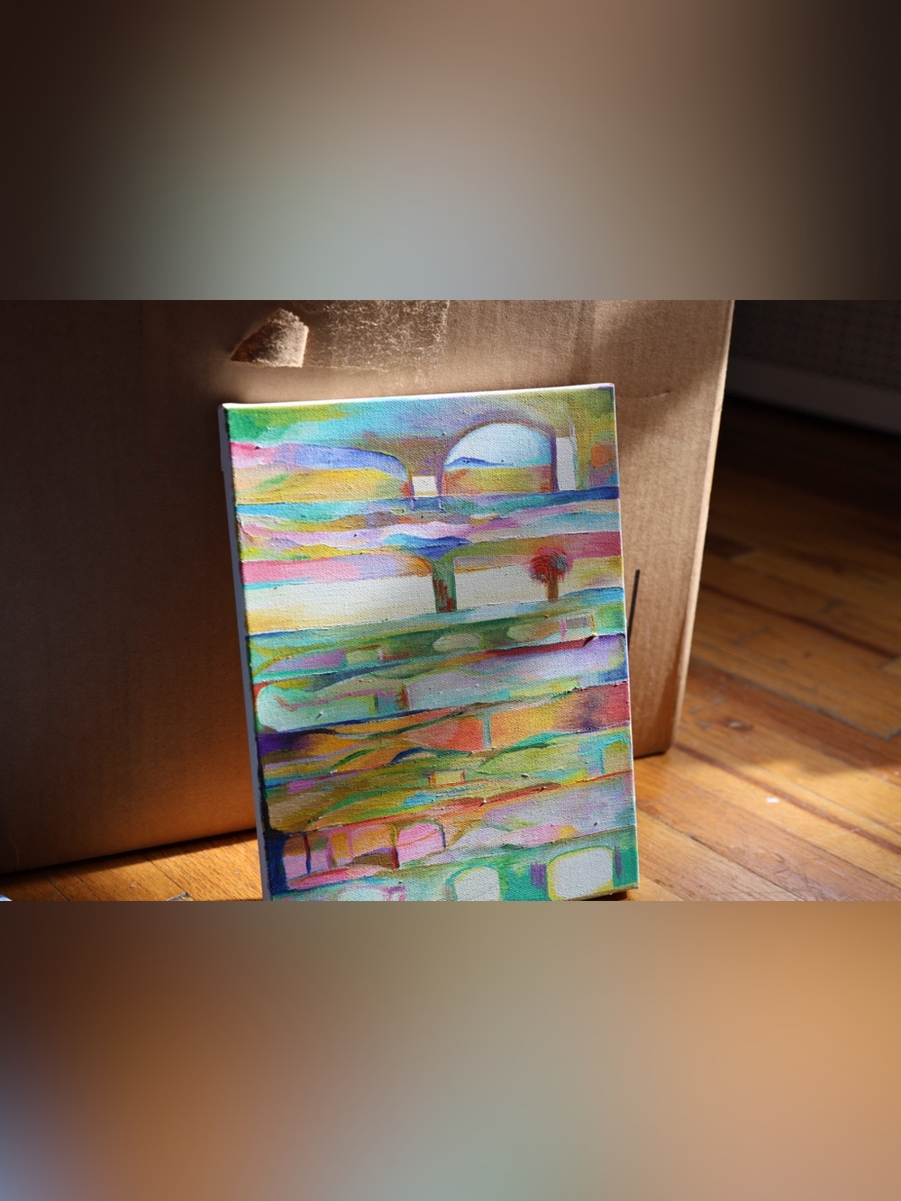 Abstract Pastel Landscape Canvas Art - Multicolor